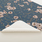 Couverture Sherpa Petites fleurs bleu clair motif (3/4)