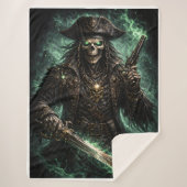 Couverture Sherpa Phantom Pirate Skull – Dark Fantasy Reaper Fleece (Devant)