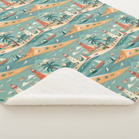 Couverture Sherpa Phare côtier de Retro Sherpa Blanket (3/4)