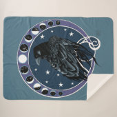 Couverture Sherpa Phases de la lune corail Étoiles Bleu (Devant (Horizontal))