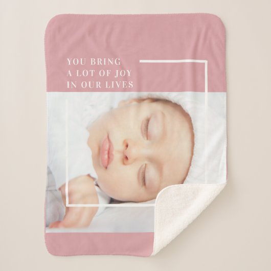 Couverture Sherpa Photo Bébé Fancy Cute | Rose et blanc | Devis (Devant)