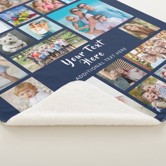 Couverture Sherpa Photo Collage 19 Photos Brush Script Navy Blue (3/4)