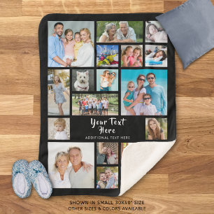 Couverture Sherpa Photo Collage 19 Photos Brush Script Personnalisé