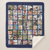 Couverture Sherpa Photo Collage 53 Photos Personnalisées Bleues Pers (Devant)