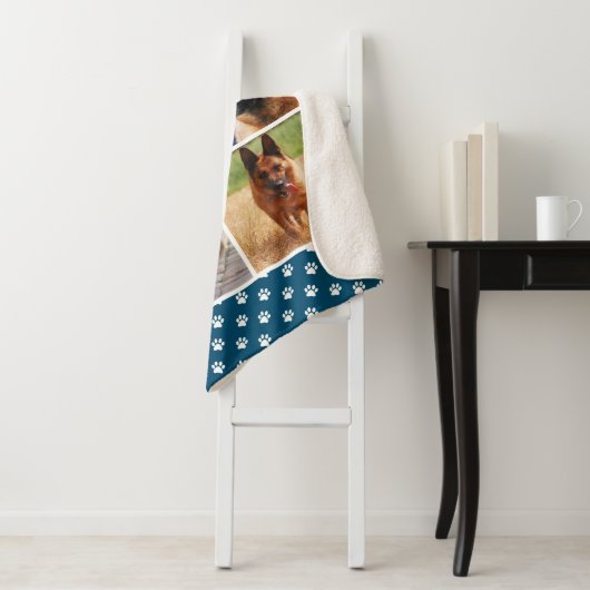 Couverture Sherpa Photo Collage de photos de chien Pet Lover Pawprin (En situation)