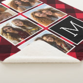 Couverture Sherpa Photo Collage et Monogramme Red Black Buffalo Plai (3/4)