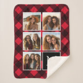 Couverture Sherpa Photo Collage et Monogramme Red Black Buffalo Plai (Devant)