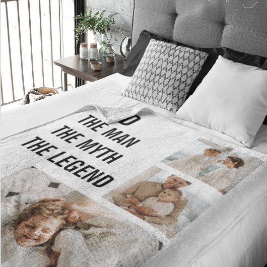 Couverture Sherpa Photo Collage moderne | Cadeau papa