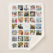 Couverture Sherpa Photo Collage Monogramme Gris blanc (Devant)