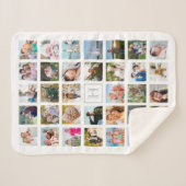 Couverture Sherpa Photo Collage Monogramme Gris blanc (Devant (Horizontal))
