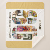 Couverture Sherpa Photo Collage Numéro 80 Beige 80e anniversaire (Devant)