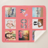 Couverture Sherpa Photo d'anniversaire collage corail (Devant (Horizontal))