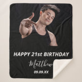 Couverture Sherpa Photo d'anniversaire noir blanc moderne (Devant)