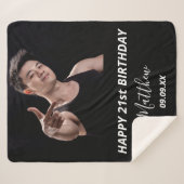 Couverture Sherpa Photo d'anniversaire noir blanc moderne (Devant (Horizontal))