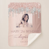 Couverture Sherpa Photo d'anniversaire rose or parties scintillant r (Devant)