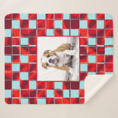 Couverture Sherpa Photo de Chien à Chien à Chien à Balle bleu rouge (Devant (Horizontal))