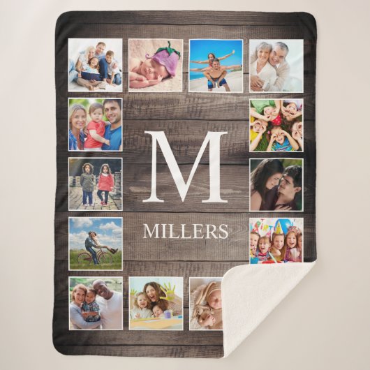 Couverture Sherpa Photo de Custom Collage Rustic Farmhouse Family (Devant)
