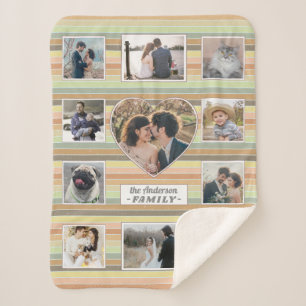 Couverture Sherpa Photo de famille Collage Coeur 11 Custom Retro Str