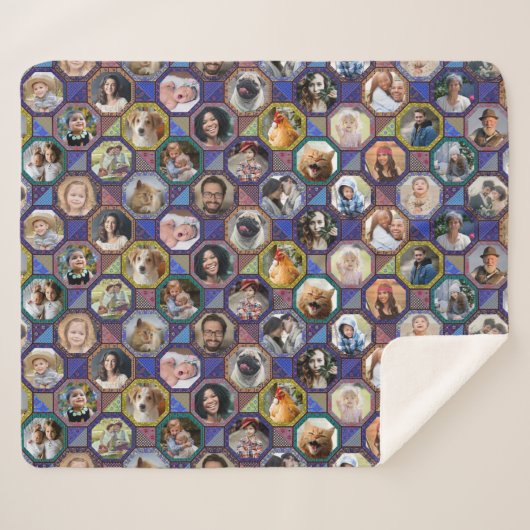 Couverture Sherpa Photo de famille Collage Couette foncée Regardez 2 (Devant (Horizontal))