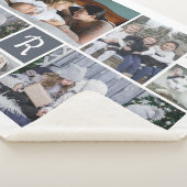 Couverture Sherpa Photo de famille Collage Monogrammé 7 Photos Blanc (3/4)