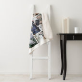 Couverture Sherpa Photo de famille Collage Monogrammé 7 Photos Blanc (En situation)