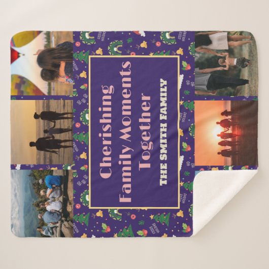 Couverture Sherpa Photo de famille personnalisée Cadeaux de Noël pou (Devant (Horizontal))