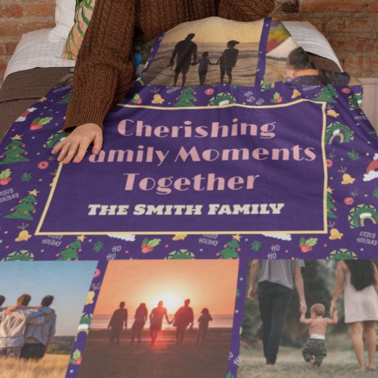 Couverture Sherpa Photo de famille personnalisée Cadeaux de Noël pou