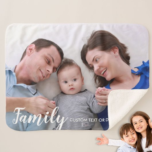 Couverture Sherpa Photo de famille personnalisée Script moderne pers