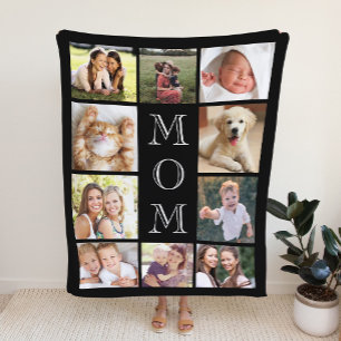 Couverture Sherpa Photo de maman Black Collage
