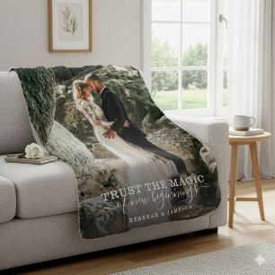 Couverture Sherpa Photo de mariage chic moderne de couple amour conf