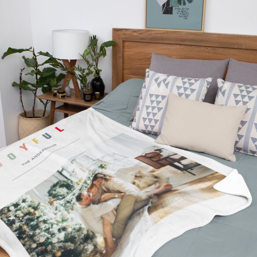 Couverture Sherpa Photo de Noël simple et moderne | Joyeuses vacance