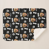 Couverture Sherpa Photo et nom de chien personnalisé noir (Devant (Horizontal))