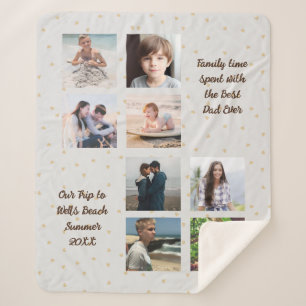 Couverture Sherpa Photo Memories Meilleur papa Coeurs kaki