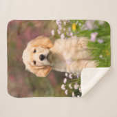 Couverture Sherpa Photo mignonne d'animal de visage de chiot de (Devant (Horizontal))