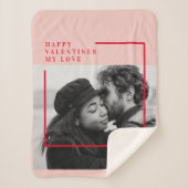 Couverture Sherpa Photo moderne | Cadeau de Valentines Rouge et Rose (Devant)