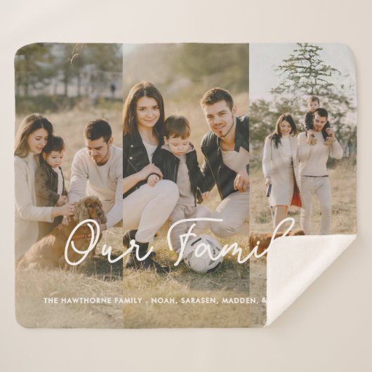 Couverture Sherpa Photo moderne Elegant Family Script Collage (Devant (Horizontal))