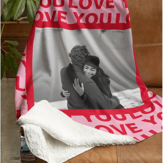 Couverture Sherpa Photo moderne | Red & Pink Love You Valentines Cad