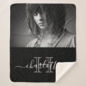 Couverture Sherpa Photo monogramme noir blanc (Devant)