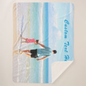 Couverture Sherpa Photo personnalisée Blanche Sherpa avec texte (Devant)