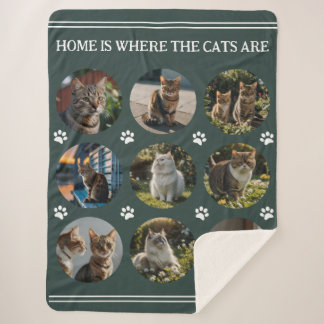 Couverture Sherpa Photo personnalisée Collage Chats vert
