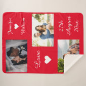Couverture Sherpa Photo personnalisée Collage Mariage Date d'amour R (Devant (Horizontal))