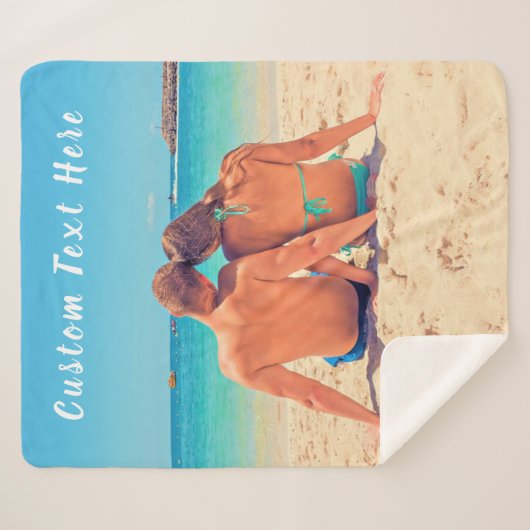 Couverture Sherpa Photo personnalisée Texte Sherpa Blanket Vos Photo (Devant (Horizontal))