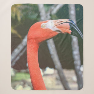 Couverture Sherpa Photographie de closeup d'oiseau rouge à long cou
