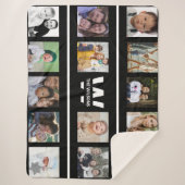 Couverture Sherpa Photos multiples en noir et blanc Monogramme perso (Devant)