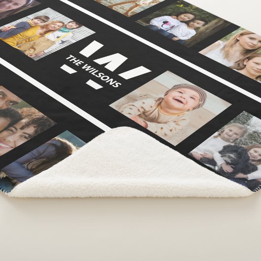 Couverture Sherpa Photos multiples en noir et blanc Monogramme perso (3/4)