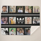 Couverture Sherpa Photos multiples en noir et blanc Monogramme perso (Devant (Horizontal))