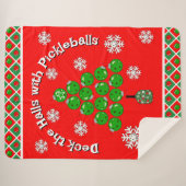 Couverture Sherpa Pickleball Christmas Tree Deck the Halls Red Green (Devant (Horizontal))