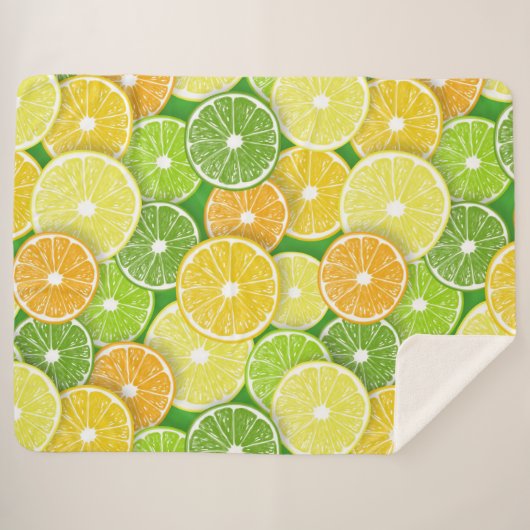 Couverture Sherpa Pièces de fruits d'agrumes pop art 3 (Devant (Horizontal))