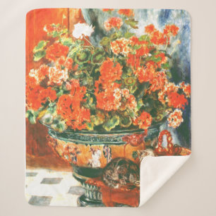 Couverture Sherpa Pierre-Auguste Renoir Geraniums Et Chats