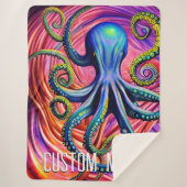 Couverture Sherpa Pieuvre de mer avec nom personnalisé (Devant)